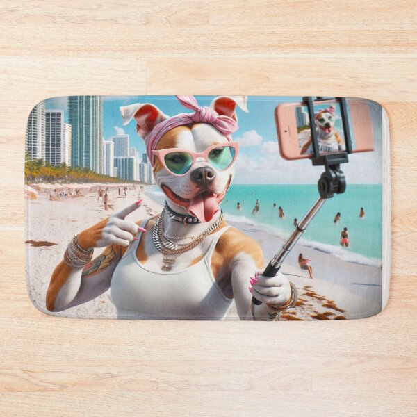 Item preview, Pitbull Celebrity Taking Selfie at the Beach designed and sold by TheDogOnIt.