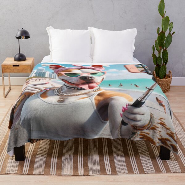 Item preview, Pitbull Celebrity Taking Selfie at the Beach designed and sold by TheDogOnIt.