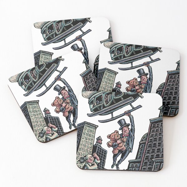 Item preview, Rich Man with Teddy Bear Grabs Helicopter to Flee City designed and sold by LisaHaney.