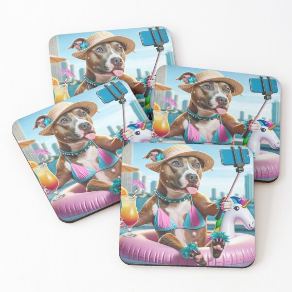 Item preview, Pitbull Celebrity Taking Selfie at the Pool designed and sold by TheDogOnIt.
