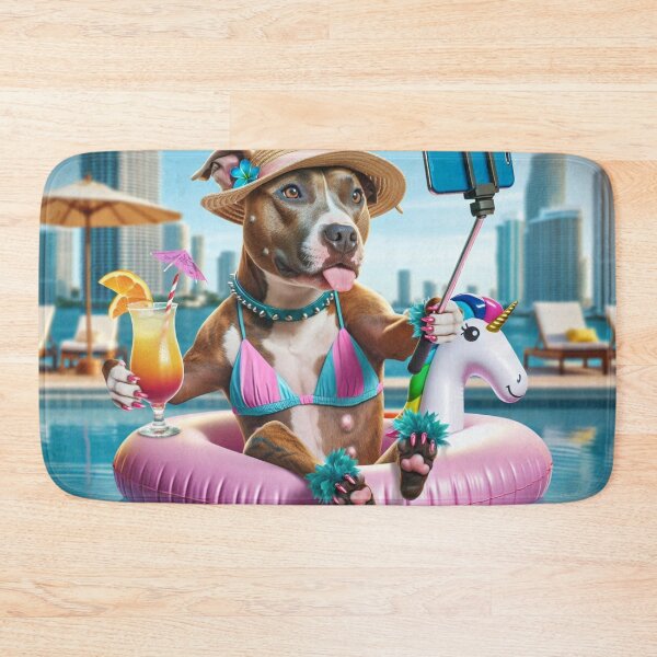 Item preview, Pitbull Celebrity Taking Selfie at the Pool designed and sold by TheDogOnIt.