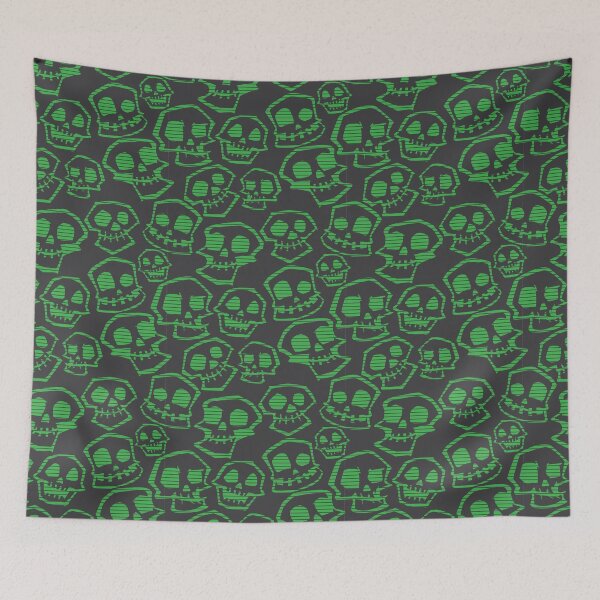 Item preview, Wacky Skull Repeating Pattern - Green and Grey designed and sold by itsmidnight.