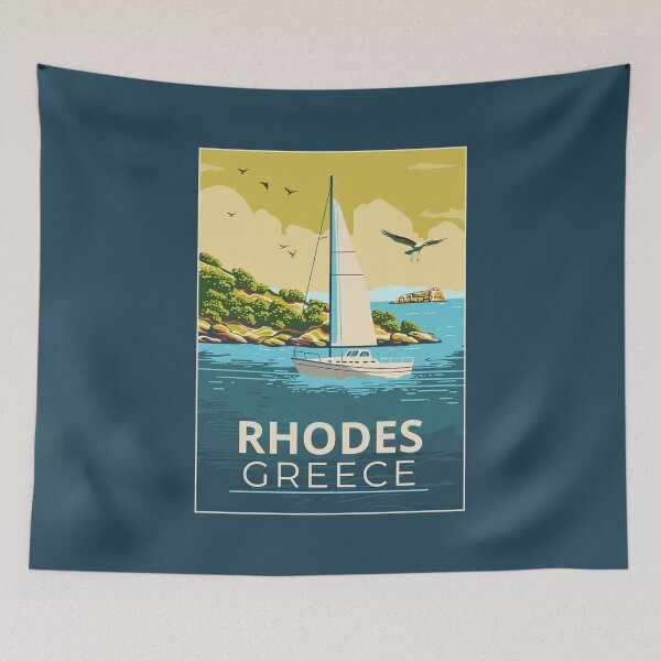 Item preview, A Vintage Travel Art of Rhodes - Greece  designed and sold by GoodOldVintage.