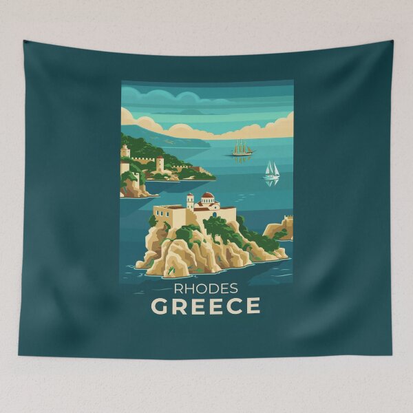 Item preview, A Vintage Travel Art of Rhodes - Greece  designed and sold by GoodOldVintage.