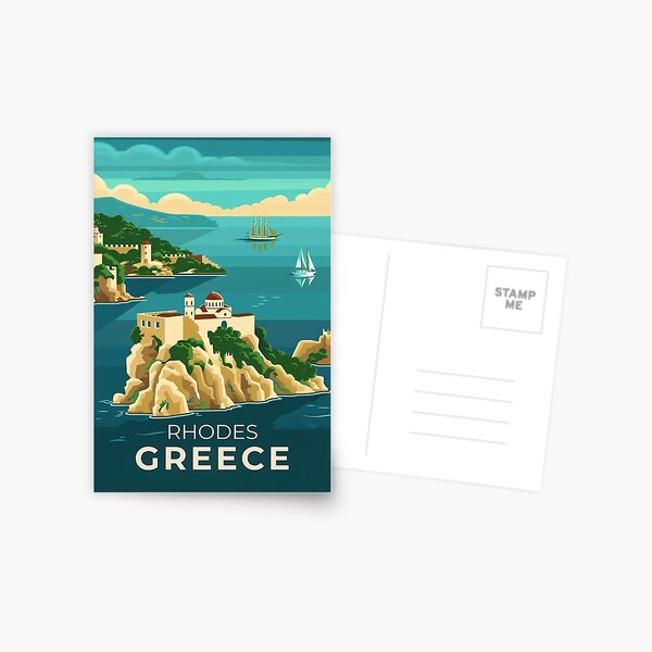 Item preview, A Vintage Travel Art of Rhodes - Greece  designed and sold by GoodOldVintage.