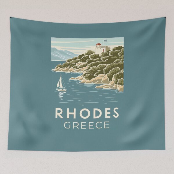 Item preview, A Vintage Travel Art of Rhodes - Greece  designed and sold by GoodOldVintage.