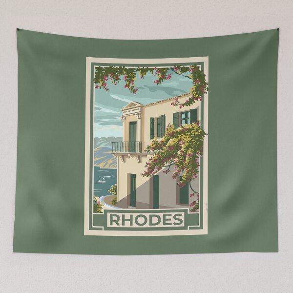 Item preview, A Vintage Travel Art of Rhodes - Greece  designed and sold by GoodOldVintage.