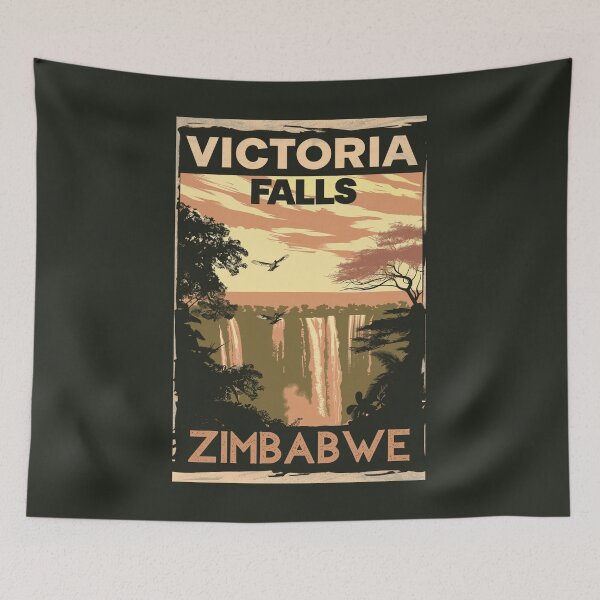 Item preview, A Vintage Travel Illustration of the Victoria Falls - Zimbabwe designed and sold by GoodOldVintage.