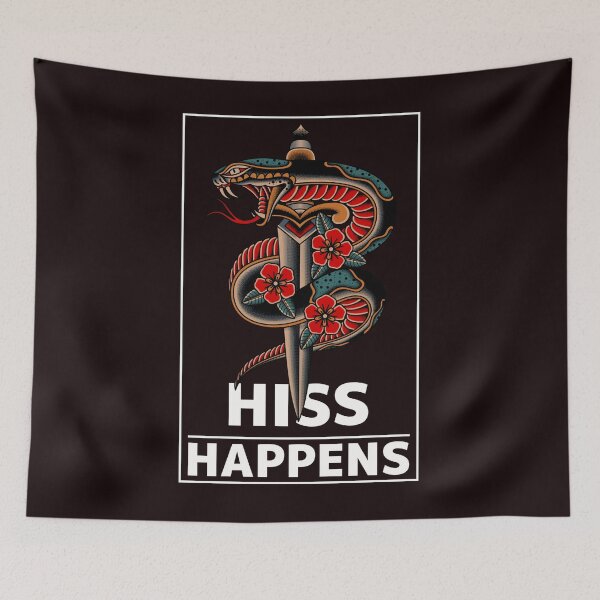Aperçu de l'œuvre HISS HAPPENS T-SHIRT ROUGE ET SARCELLE créée et vendue par Funky-Munkey.