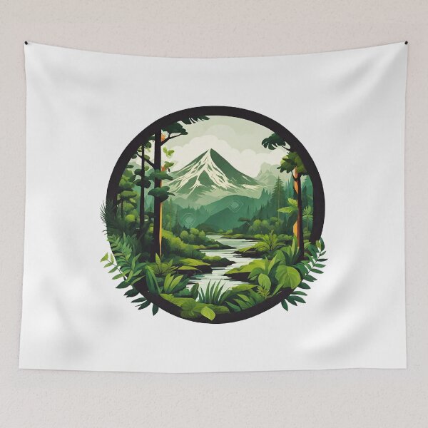 Item preview, Circular Mountain Forest Jungle Landscape 4 designed and sold by Tom-Johnson.