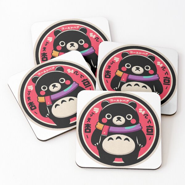 Item preview, Adorable Black Bear with Colorful Japanese-Inspired Scarf designed and sold by GALUMARKET.