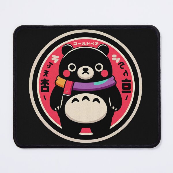 Item preview, Adorable Black Bear with Colorful Japanese-Inspired Scarf designed and sold by GALUMARKET.