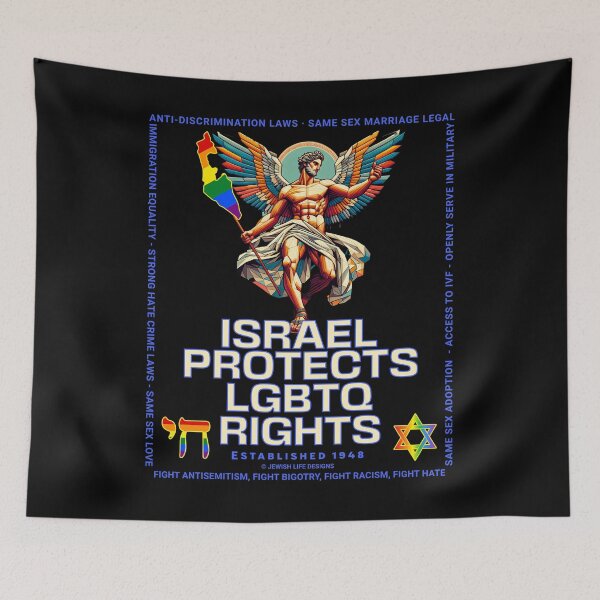 Item preview, SUJD0031 Jewish Designs LGBTQ Angel says Israel Protects LGBTQ Rights designed and sold by JewishDesigns.