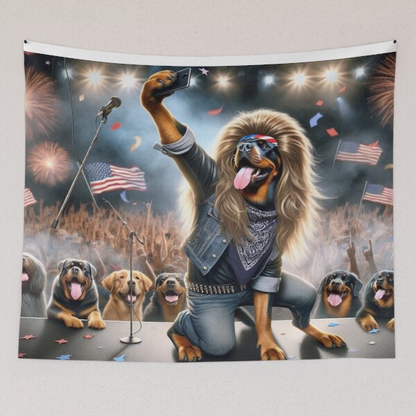Item preview, Rottweiler Rock Star Patriotic Concert designed and sold by TheDogOnIt.