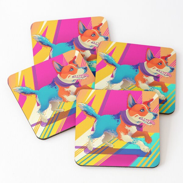 Item preview, Colorful dog running playfully designed and sold by cheeborg.