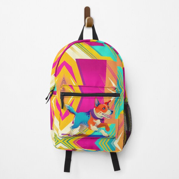 Item preview, Colorful dog running playfully designed and sold by cheeborg.