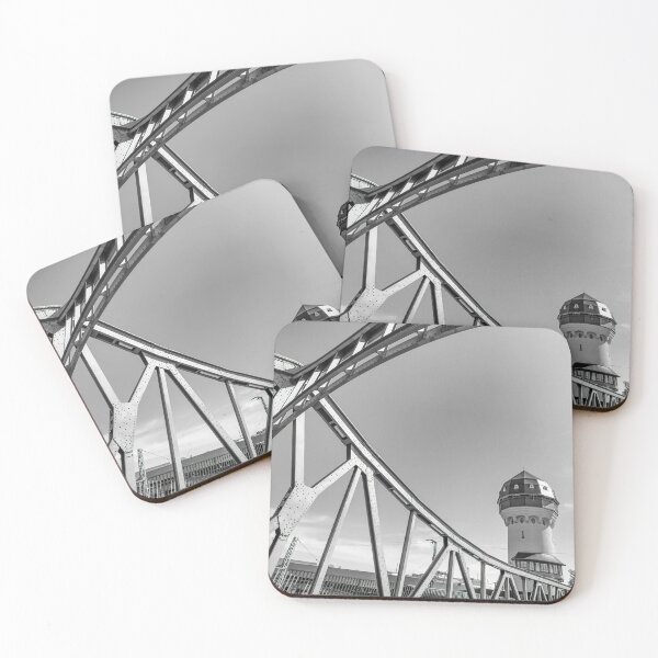Item preview, Darmstadt: Steel bridge on Dornheimer Weg with water tower in SW designed and sold by pixxelmixx.