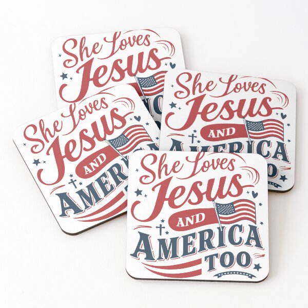 Item preview, She Loves Jesus and America Too | Retro 4th of July Christian Design | HahaHandlesHub  designed and sold by HahaHandlesHub.