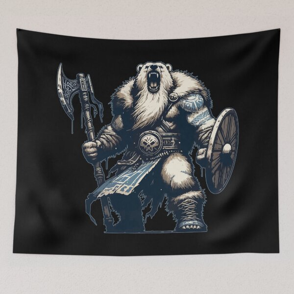 Item preview, Polar Bear Berserker Norse Mythology Viking Warrior designed and sold by TomFrontierArt.