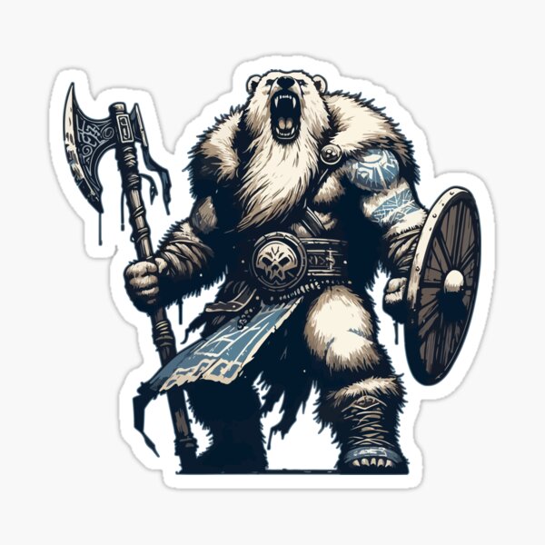 Item preview, Polar Bear Berserker Norse Mythology Viking Warrior designed and sold by TomFrontierArt.