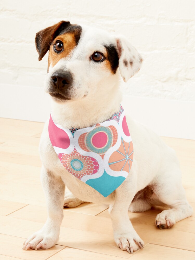 Pet Bandana, Sunset On Sea Dot Mandalas Ogee Patchwork Cheater Quilt designed and sold by Triplicate Limited