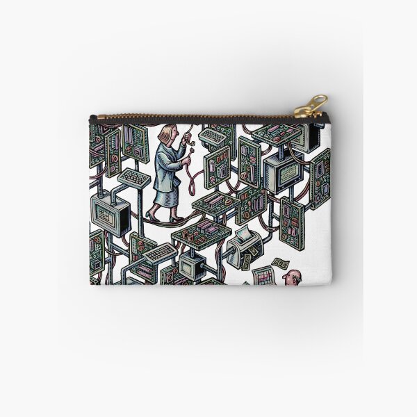 Item preview, Woman IT worker in network of computers and motherboards designed and sold by LisaHaney.