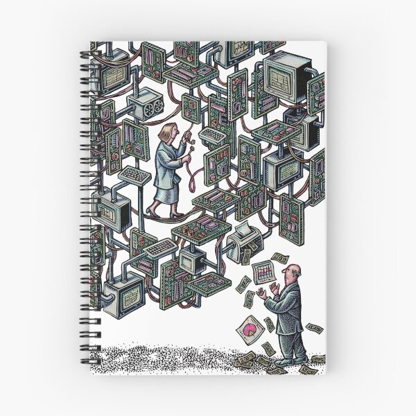 Item preview, Woman IT worker in network of computers and motherboards designed and sold by LisaHaney.