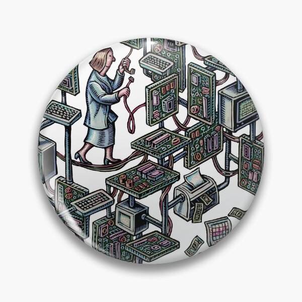 Item preview, Woman IT worker in network of computers and motherboards designed and sold by LisaHaney.