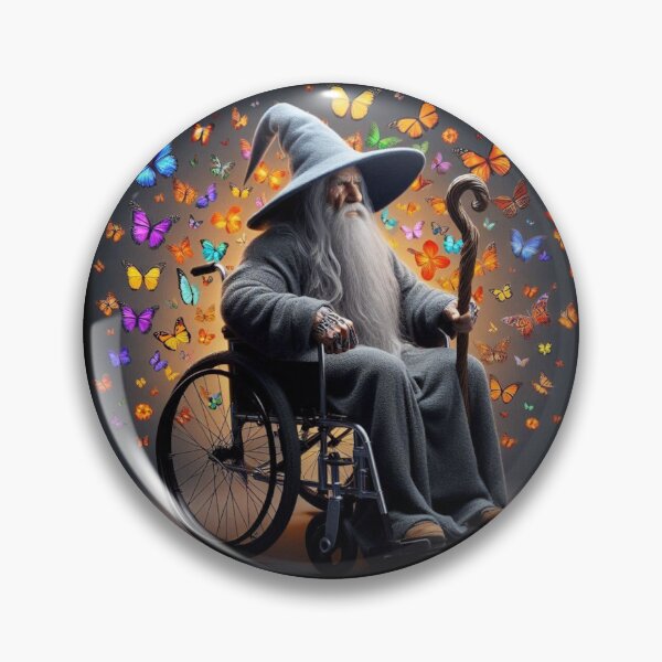Item preview, Wheelchair Gandalf FRFR and the butterfly homies designed and sold by lotr-memes-nsfw.
