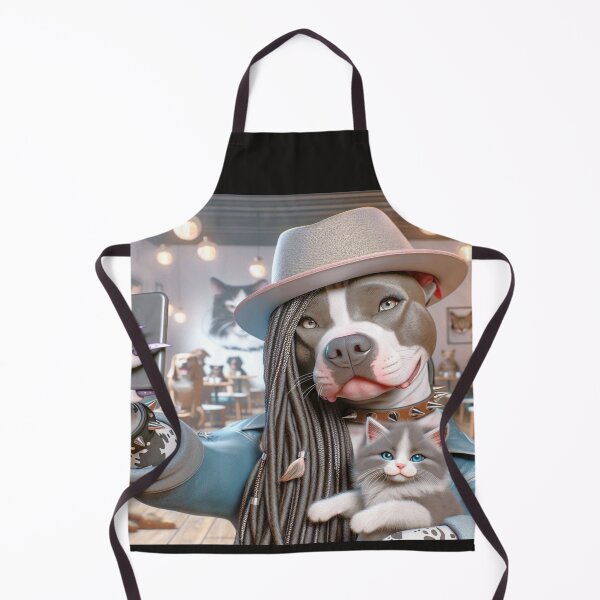 Item preview, Pitbull Celebrity Taking Selfie with Kitten in Cat Cafe designed and sold by TheDogOnIt.