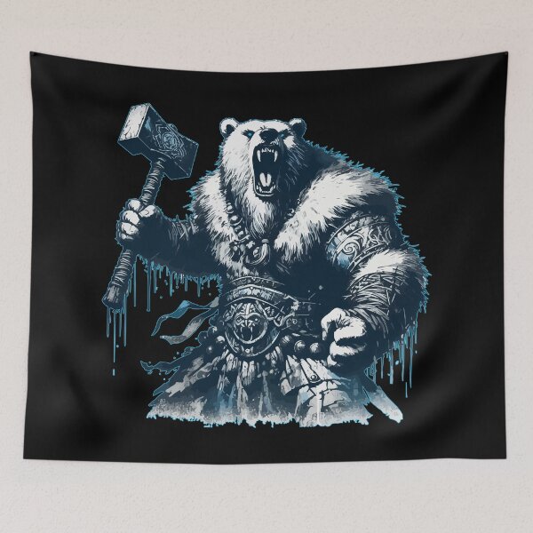 Item preview, Polar Bear Norse Mythology Viking Warrior designed and sold by TomFrontierArt.