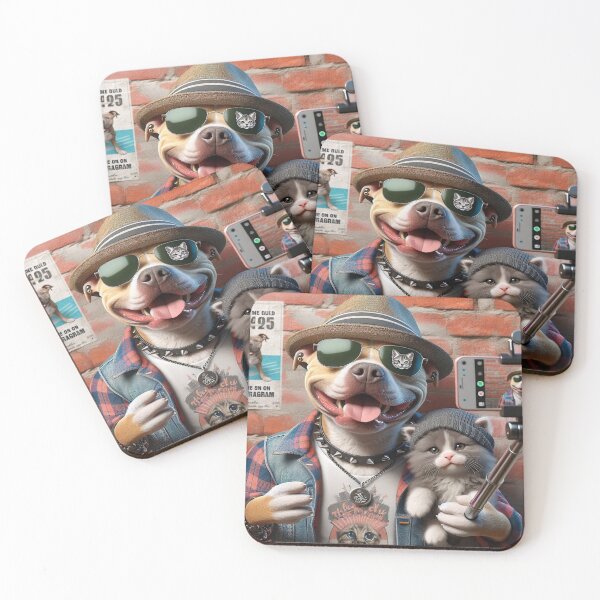 Item preview, Pitbull Celebrity Taking Selfie with Kitten designed and sold by TheDogOnIt.