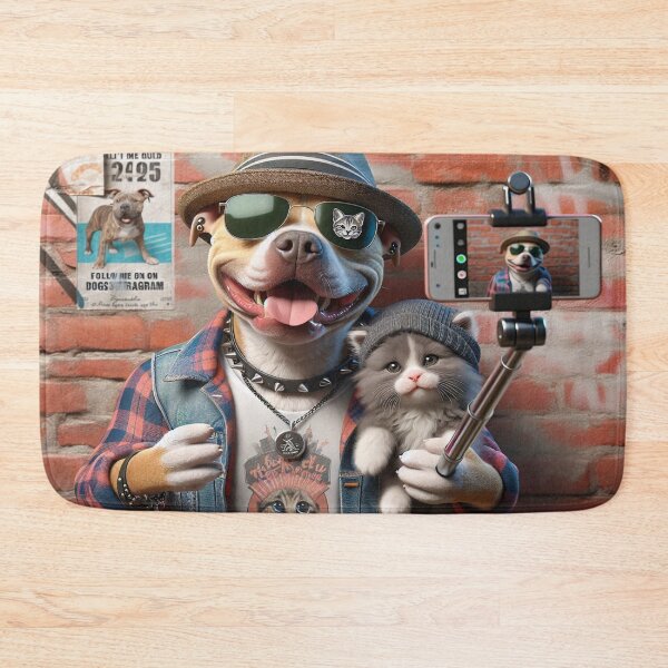 Item preview, Pitbull Celebrity Taking Selfie with Kitten designed and sold by TheDogOnIt.
