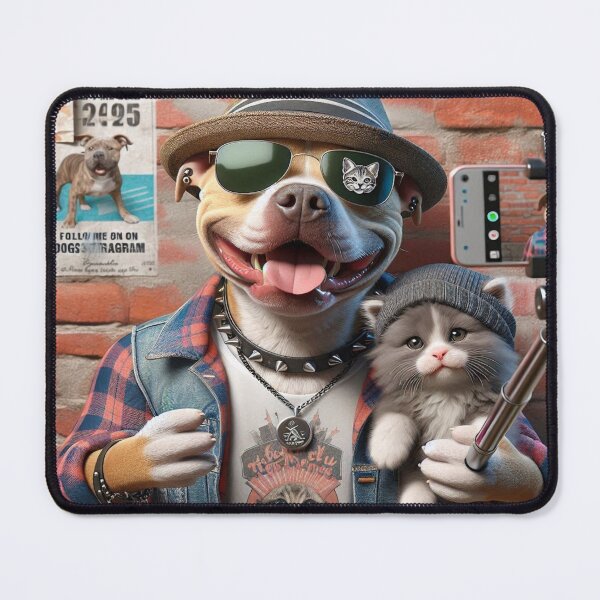 Item preview, Pitbull Celebrity Taking Selfie with Kitten designed and sold by TheDogOnIt.