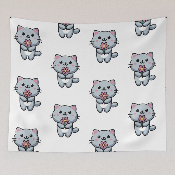 Item preview, Cute cat with flower designed and sold by Manar Altaweel.