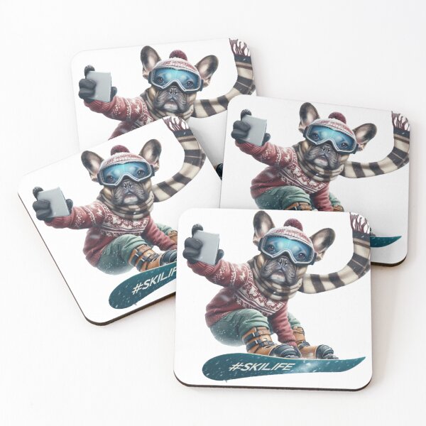 Item preview, Snowboarding French Bulldog Social Media Star Taking Selfie designed and sold by TheDogOnIt.