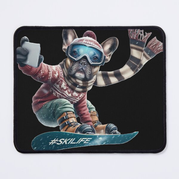 Item preview, Snowboarding French Bulldog Social Media Star Taking Selfie designed and sold by TheDogOnIt.