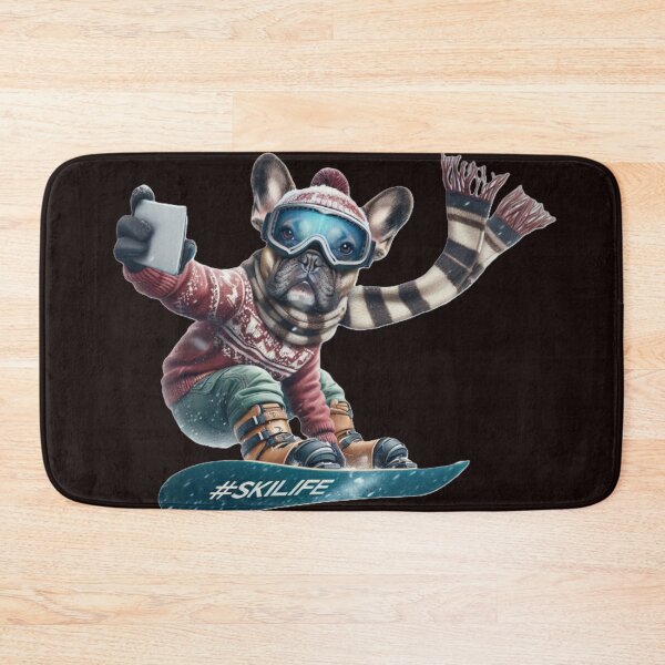 Item preview, Snowboarding French Bulldog Social Media Star Taking Selfie designed and sold by TheDogOnIt.