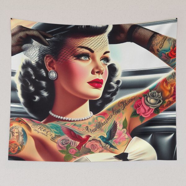 Item preview, Vintage Glam Tattooed Woman designed and sold by PulpVintage.