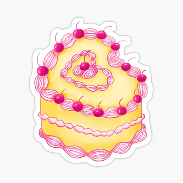 Cherry Heart Cake Sticker