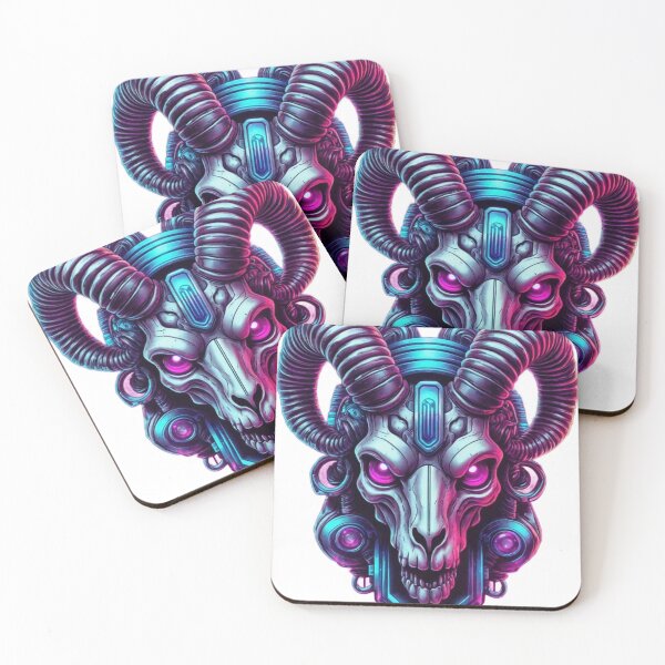 Item preview, Neon Cyberpunk Ram Skull designed and sold by Mehgan-Ashcroft.
