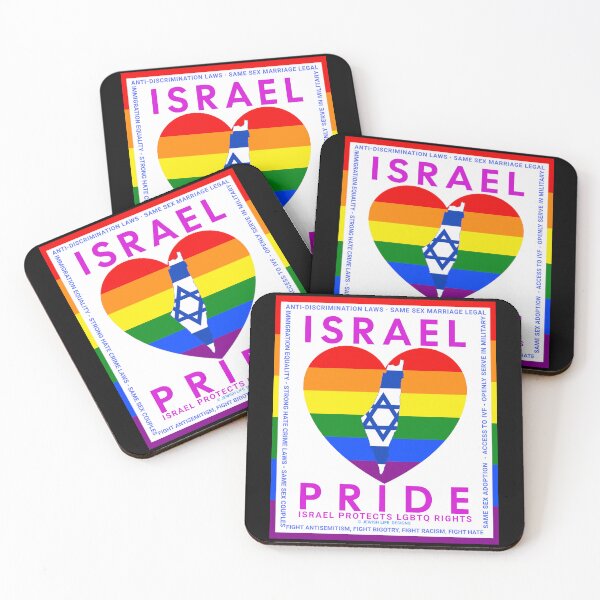 Item preview, SUJD0033 Jewish Designs LGBTQ Israel Pride design shows Israel Protects LGBTQ Rights designed and sold by JewishDesigns.