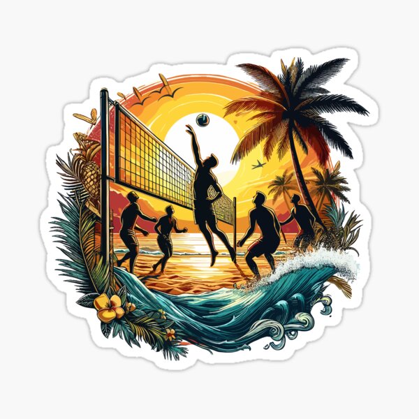summer holliday vollyball beach club Sticker