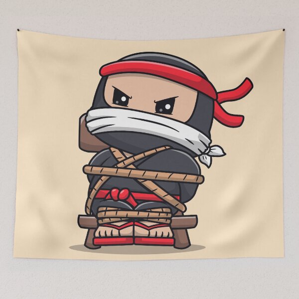 Item preview, Cute Ninja Strapped to a Chair Cartoon Vector Icon - Adorable People and Holiday Illustration designed and sold by hjian8219.