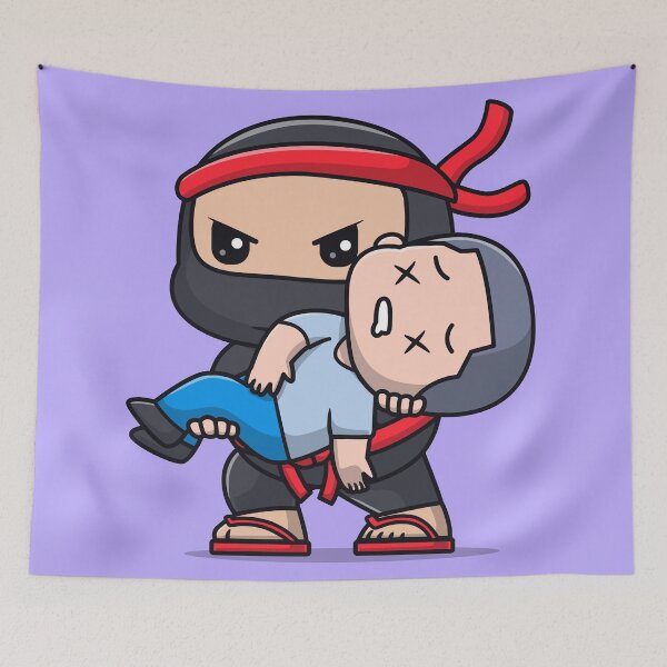 Item preview, Cute Ninja Carrying Boy Cartoon Vector Icon - Adorable People and Holiday Illustration designed and sold by hjian8219.