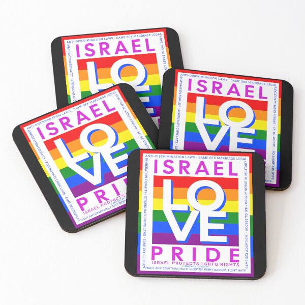 Item preview, SUJD0034 Jewish Designs LGBTQ Israel Pride LOVE design shows Israel Protects LGBTQ Rights designed and sold by JewishDesigns.