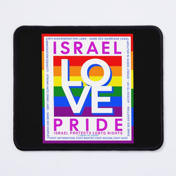Item preview, SUJD0034 Jewish Designs LGBTQ Israel Pride LOVE design shows Israel Protects LGBTQ Rights designed and sold by JewishDesigns.