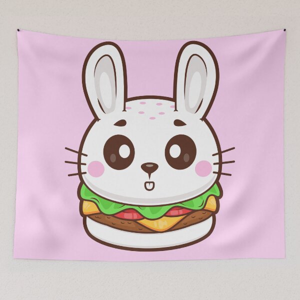 Item preview, Cute Rabbit with Burger Cartoon Vector Icon - Adorable Animal and Food Illustration designed and sold by hjian8219.