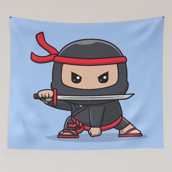 Item preview, Cute Ninja Fighter Holding Katana Sword Cartoon Vector Icon - Adorable People and Holiday Illustration designed and sold by hjian8219.