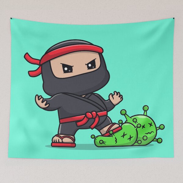 Item preview, Cute Ninja Fighting Virus Cartoon Vector Icon - Adorable People and Holiday Illustration designed and sold by hjian8219.
